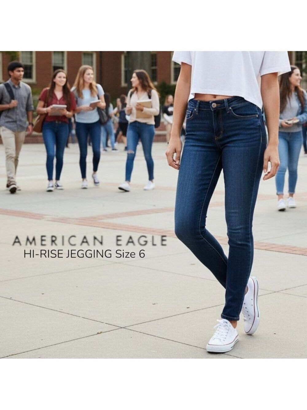 American Eagle Hi-Rise Jegging Jeans Size 6 Dark Wash Stretch Skinny Denim